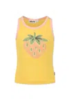 Molo Yellow Tank Top For Girl With Strawberry Print In Yellow
