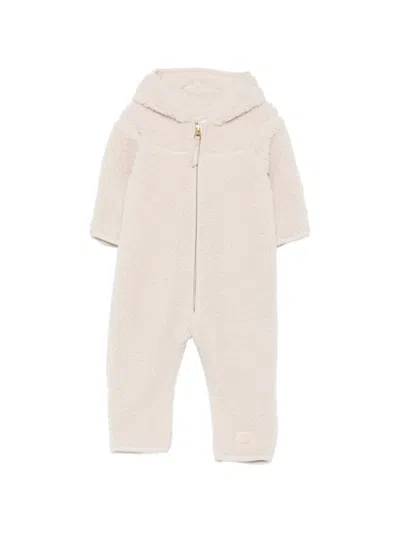Molo Babies' Zip-up Hooded Romper In Neutrals