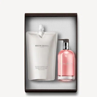 Molton Brown Delicious Rhubarb & Rose Hand Wash Refill Bottle Gift Set In Transparent