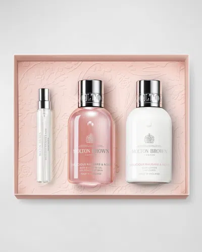 Molton Brown Delicious Rhubarb And Rose Travel Collection In White