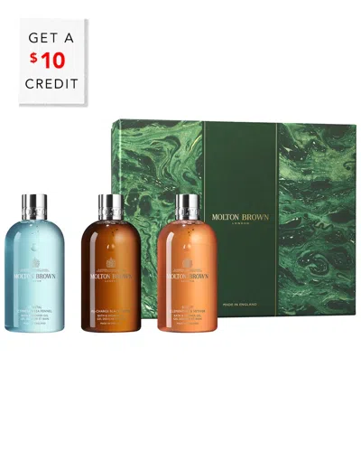 Molton Brown London Men's 3 X 10oz Woody & Aromatic Body Care Gift Set With $10 Credit In White