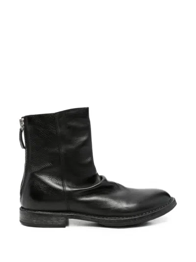 Moma Arizona Rear Zip-fastening Leather Boots In Animal Print