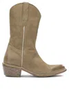 Moma Beige Leather Boots In Multi