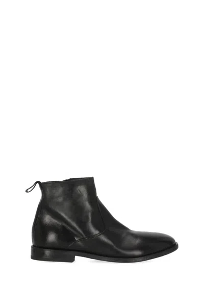 Moma Black Caesar Vintage Zip Leather Ankle Boots