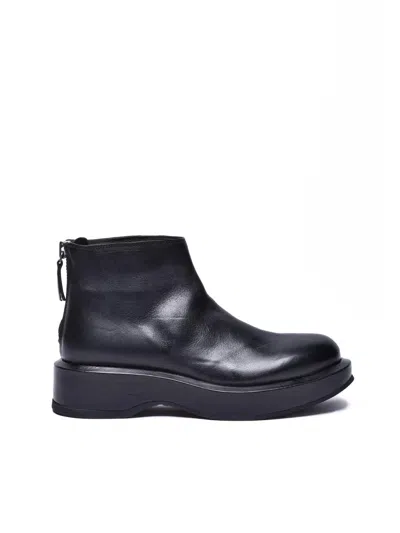 Moma Black Leather Ankle Boot