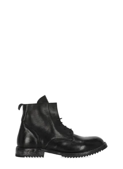 Moma Black Rick Vintage Lace-up Leather Ankle Boots