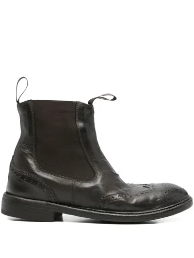 Moma Brogue Detail Chelsea Boots In Black