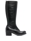 Moma Calf-length Block Heel Boots In Black