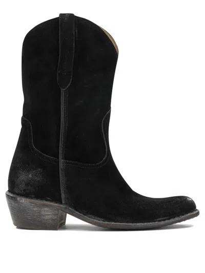 Moma Panelled Cowboy Boots In Black