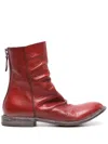 Moma Distressed Leather Ankle Boots In Red