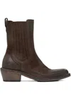 Moma Elastic-panel Leather Cowboy Boots In Brown