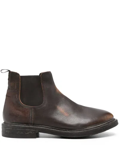 Moma Elastic-panel Leather Boots In Brown