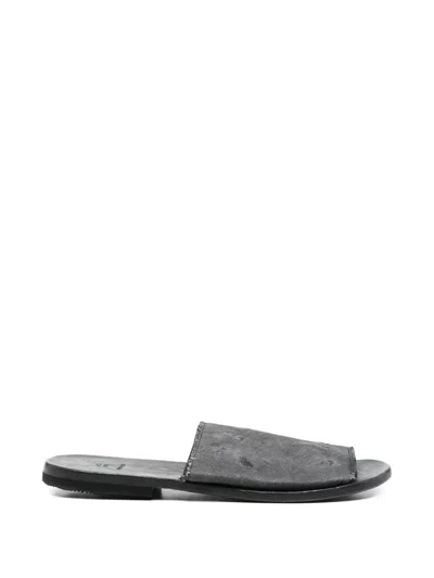 Moma Frayed Leather Sandals In Black