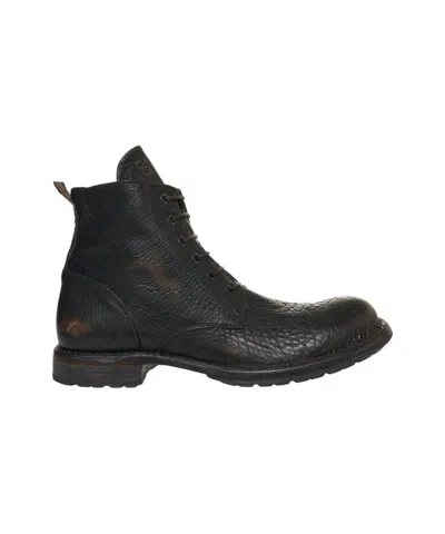 Moma Hammered Leather Boots In Black
