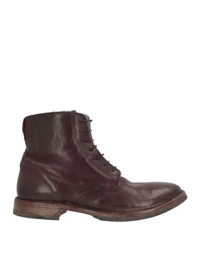 Moma Ideal Block Man Ankle Boots Brick Size 10 Shearling In Red