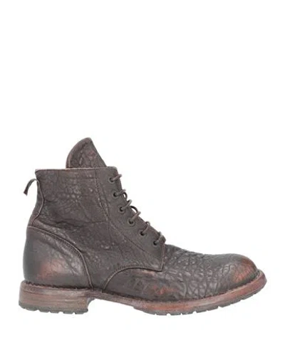 Moma Ideal Block Man Ankle Boots Dark Brown Size 10 Leather In Multi