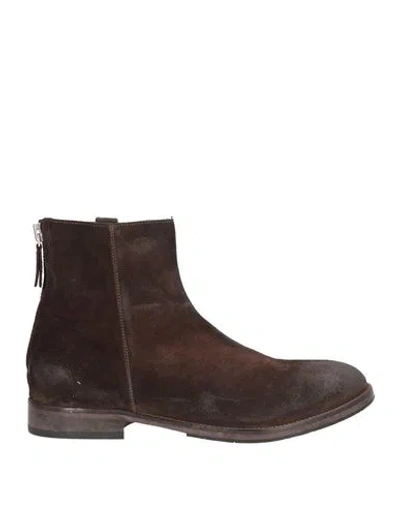 Moma Ideal Block Man Ankle Boots Dark Brown Size 9 Leather