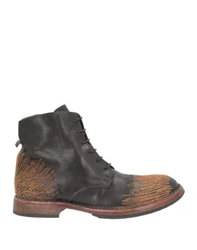 Moma Ideal Block Man Ankle Boots Dark Brown Size 9 Leather In Multi