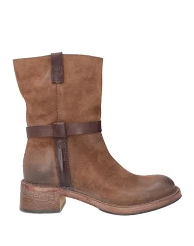 Moma Ideal Block Woman Ankle Boots Brown Size 10 Leather In Multi
