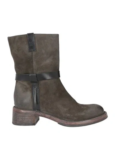 Moma Ideal Block Woman Ankle Boots Military Green Size 7.5 Leather In Brown