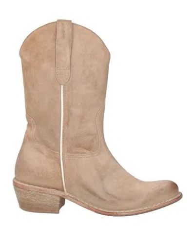 Moma Ideal Block Woman Ankle Boots Sand Size 8 Leather In Neutral