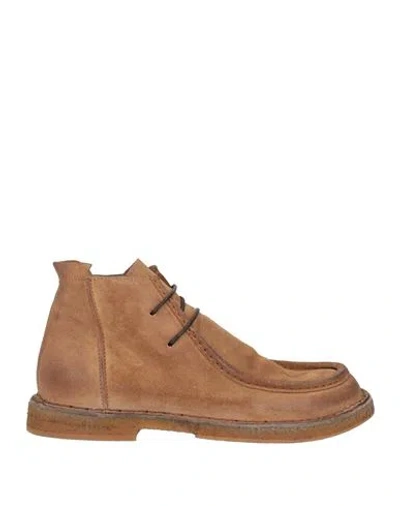 Moma Ideal Block Woman Ankle Boots Sand Size 8 Leather In Brown