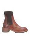 Moma Ideal Block Woman Ankle Boots Tan Size 8 Leather In Brown