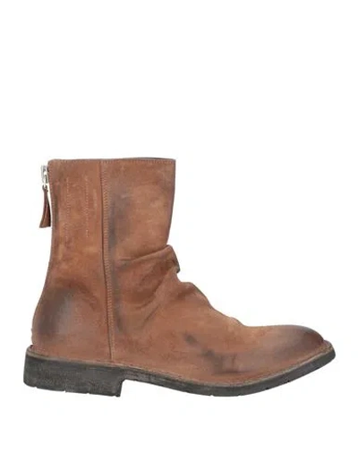 Moma Ideal Block Woman Ankle Boots Tan Size 8 Leather In Brown
