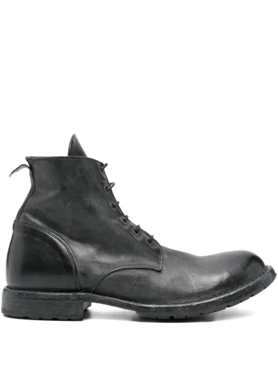 Moma Lace-up Leather Boots In Black