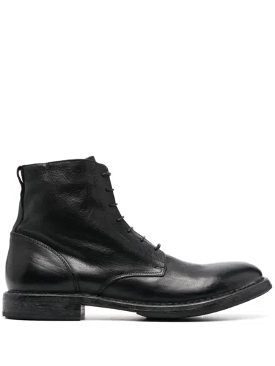 Moma Crinkled Lace-up Ankle Boots In Black