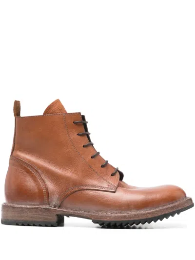 Moma Lace-up Leather Boots In Brown