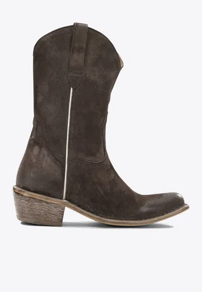 Moma Leather Ankle Boots In Brown