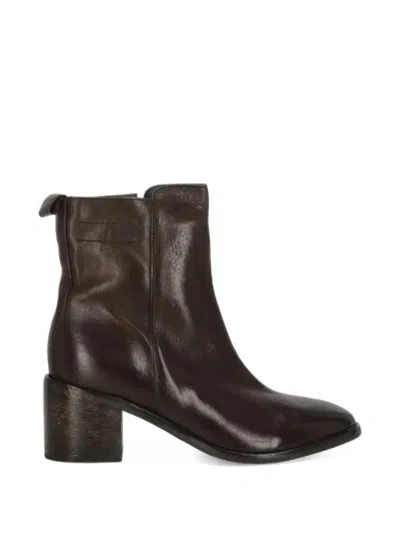Moma Leather Ankle Boots In Brown