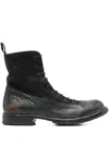 Moma Leather Biker Boots In Black