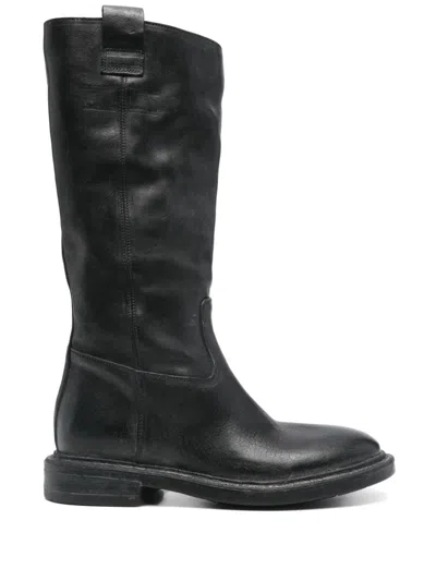 Moma Leather Boots In Black