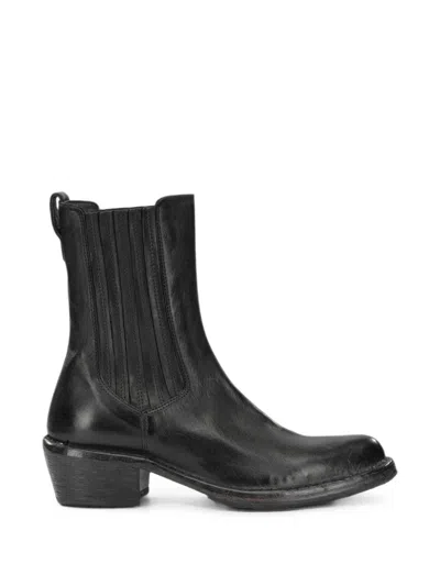 Moma Leather Pull-on Ankle Boots In Black