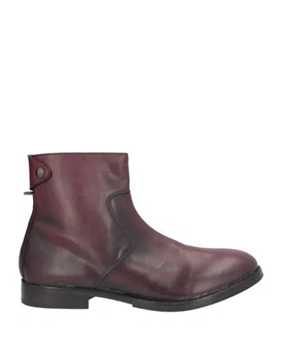 Moma Man Ankle Boots Burgundy Size 10 Calfskin In Red