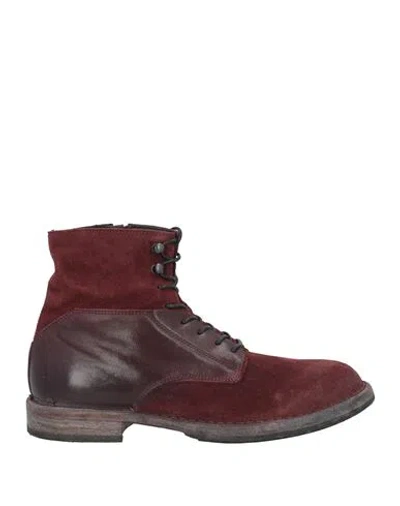 Moma Man Ankle Boots Burgundy Size 12 Leather In Red