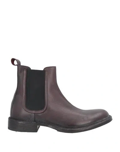 Moma Man Ankle Boots Burgundy Size 14 Calfskin In Red