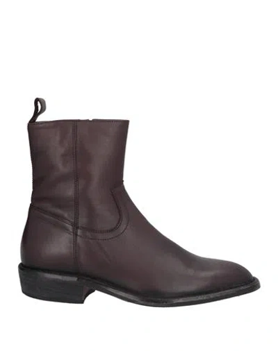 Moma Man Ankle Boots Burgundy Size 13 Soft Leather In Red