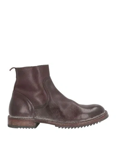 Moma Man Ankle Boots Chocolate Brown Size 8 Leather In Burgundy