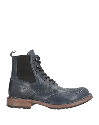 Moma Man Ankle Boots Navy Size 6.5 Leather In Blue