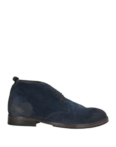 Moma Man Ankle Boots Navy Size 9 Leather In Blue