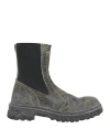 Moma Man Ankle Boots Sage Green Size 12 Leather, Elastic Fibres In Sage Green