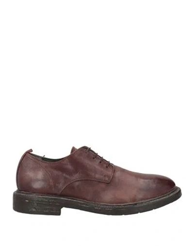 Moma Man Lace-up Shoes Chocolate Brown Size 9 Leather In Animal Print
