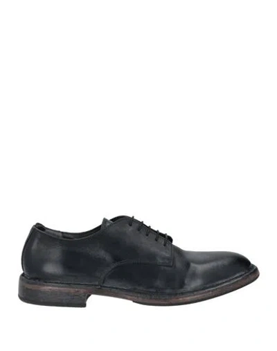 Moma Man Lace-up Shoes Midnight Blue Size 10 Calfskin In Black