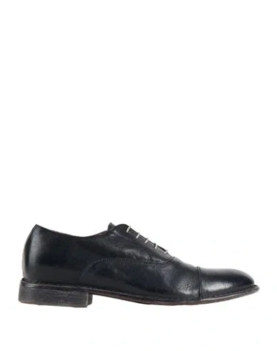 Moma Man Lace-up Shoes Midnight Blue Size 9 Calfskin In Black