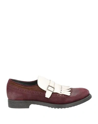 Moma Man Loafers Burgundy Size 11 Leather In Red