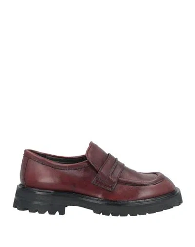 Moma Man Loafers Burgundy Size 9 Leather