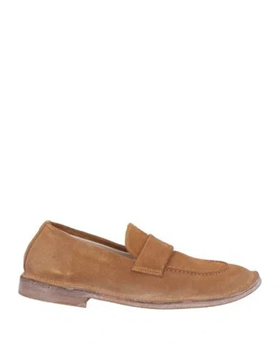 Moma Man Loafers Camel Size 9 Leather In Beige